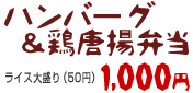 ハンバーグ&鶏唐揚弁当 1000円
